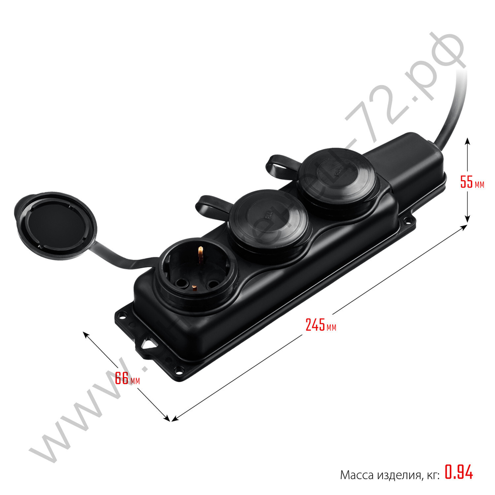 ЗУБР КГ 325-Ш2 КГ 3х2.5 IP44, 10м 3гн. 4000ВтСиловой удлинительПрофессионал, (55024-10)