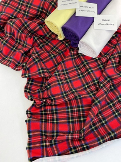 КЛЕТКА ЧЕРНО-КРАСНАЯ - Футер 2х-нитка с лайкрой, компакт пенье (ДЖ52)