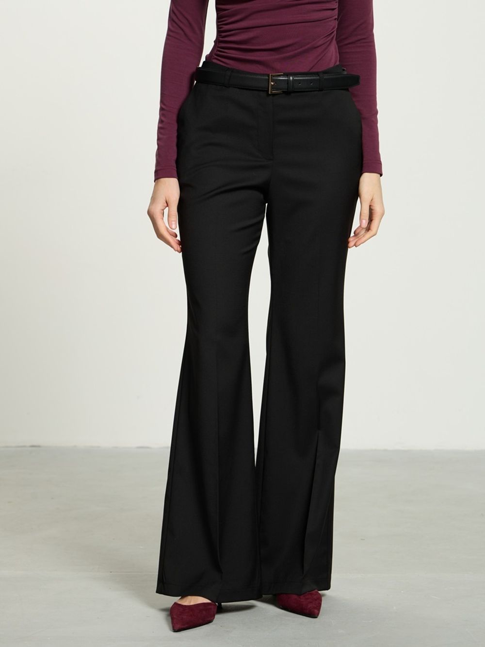 Брюки клеш черные шерсть