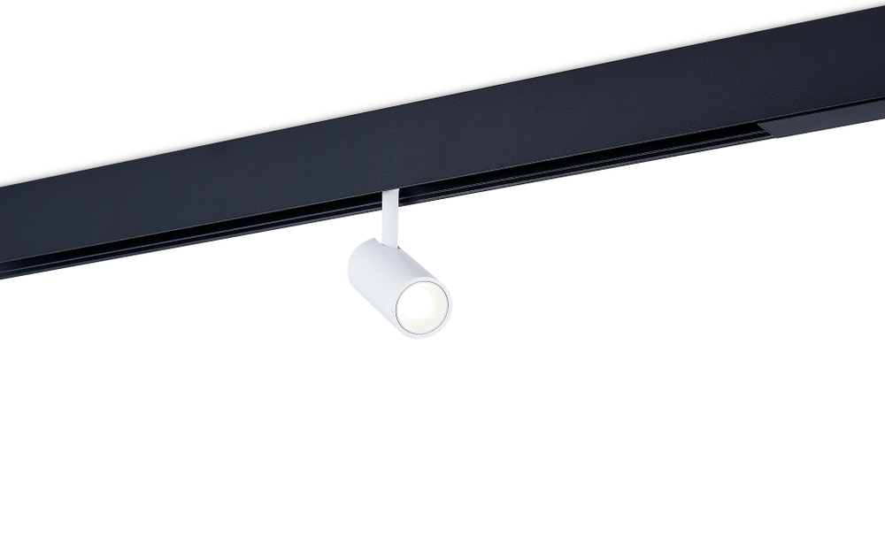 Светодиодный светильник Alpha для SPACE Track system 5Вт, D35xL80 мм, 342Лм, 36°, 4000К, диммируемый 0-10В, Ra >90, белый корпус, черный коннектор