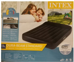 Мaтрас нaдувной Intex 64142 Pillow Rest 137х191х42 см / Крoвать нaдувная Интeкс полуторная велюровая со встроенным электронасосом 220V и подголовником