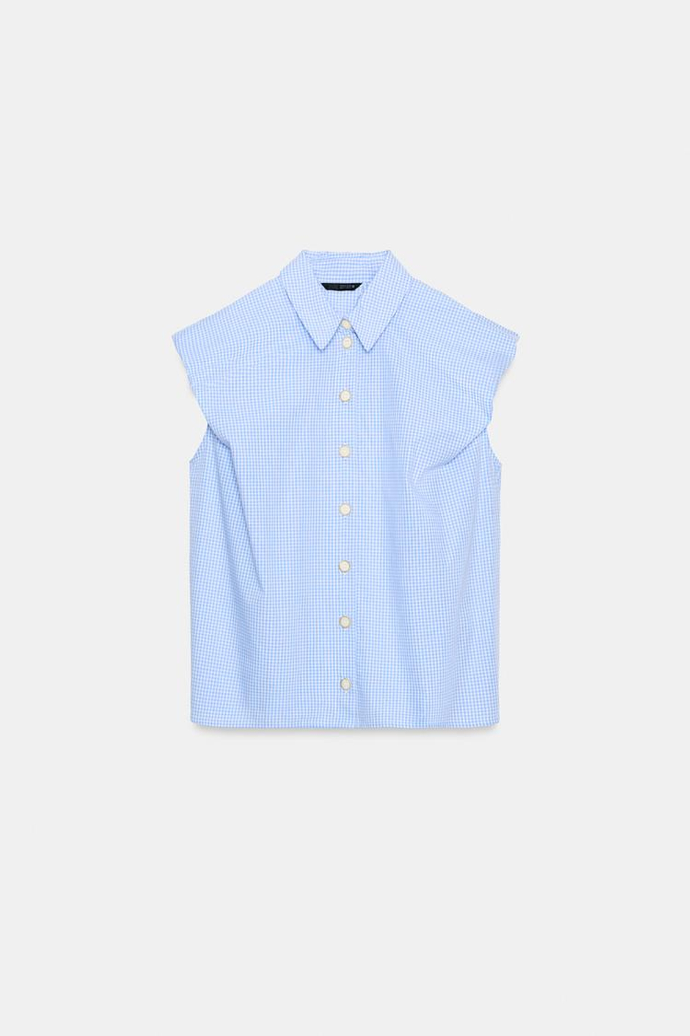 ZARA РУБАШКА С ОБЪЕМНЫМИ РУКАВАМИ, СИНИЙ/БЕЛЫЙ