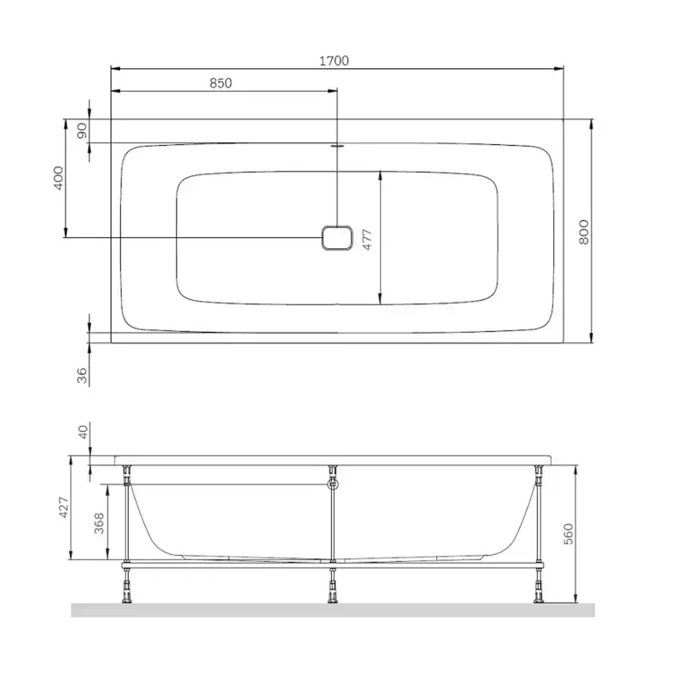 Акриловая ванна AM.PM Func (АМ.ПМ Фанк) 170x80, W84A-170-080W-A
