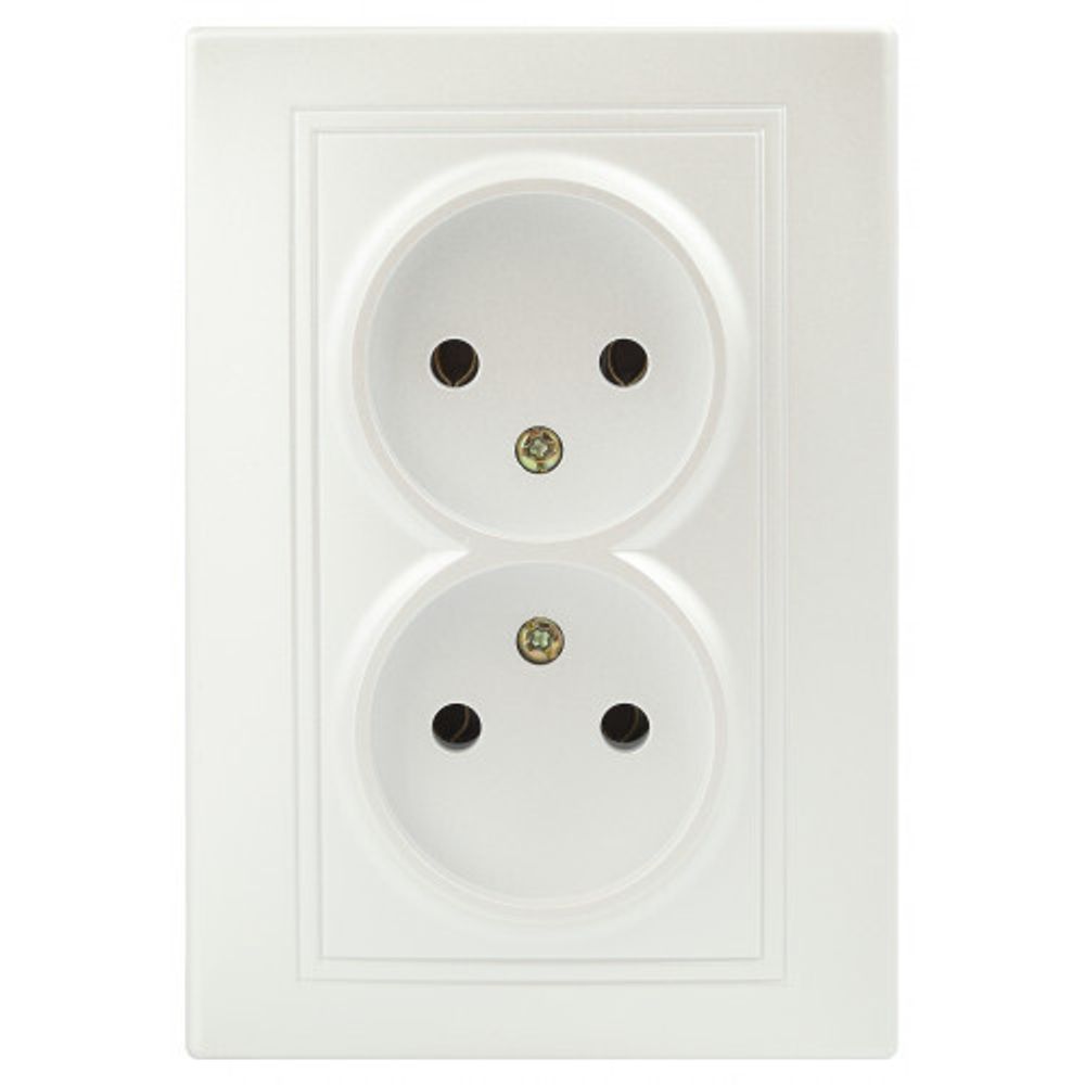 Розетка Intro Plano 1-204-06 без заземления двойная 2х2P, 16А-250В, IP20, СУ, перламутр