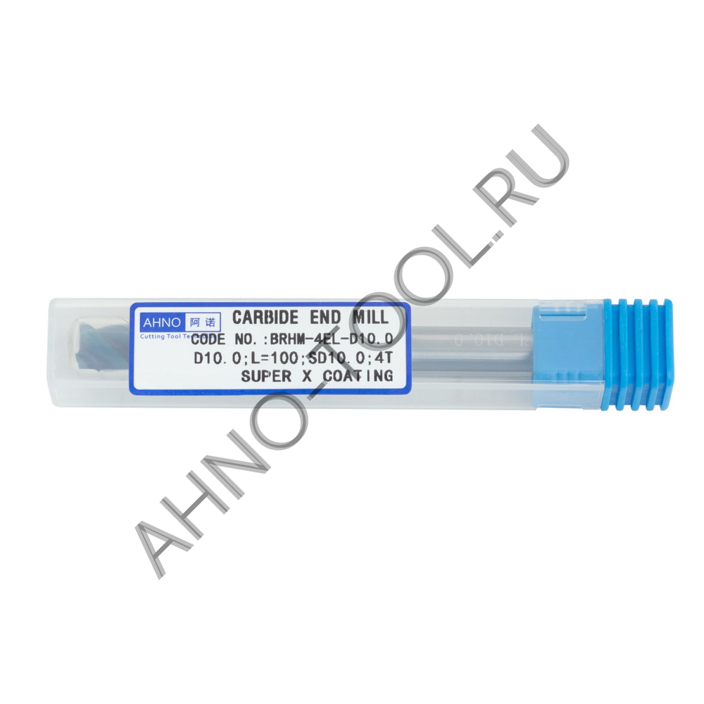 Фреза твердосплавная  10мм (L=100, l=30, хв=10) Z4 45° по закаленной стали BRHM-4EL-D10.0 HRC65 AHNO