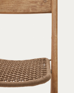 Складной стул Dandara из массива акации со стальной конструкцией и бежевым шнуром