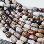 Окаменелое дерево, бочонок 8×12мм, цена за нить 10см