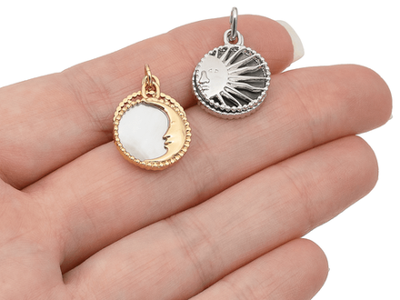 Подвеска "День и ночь" 18мм, двусторонняя, перламутр