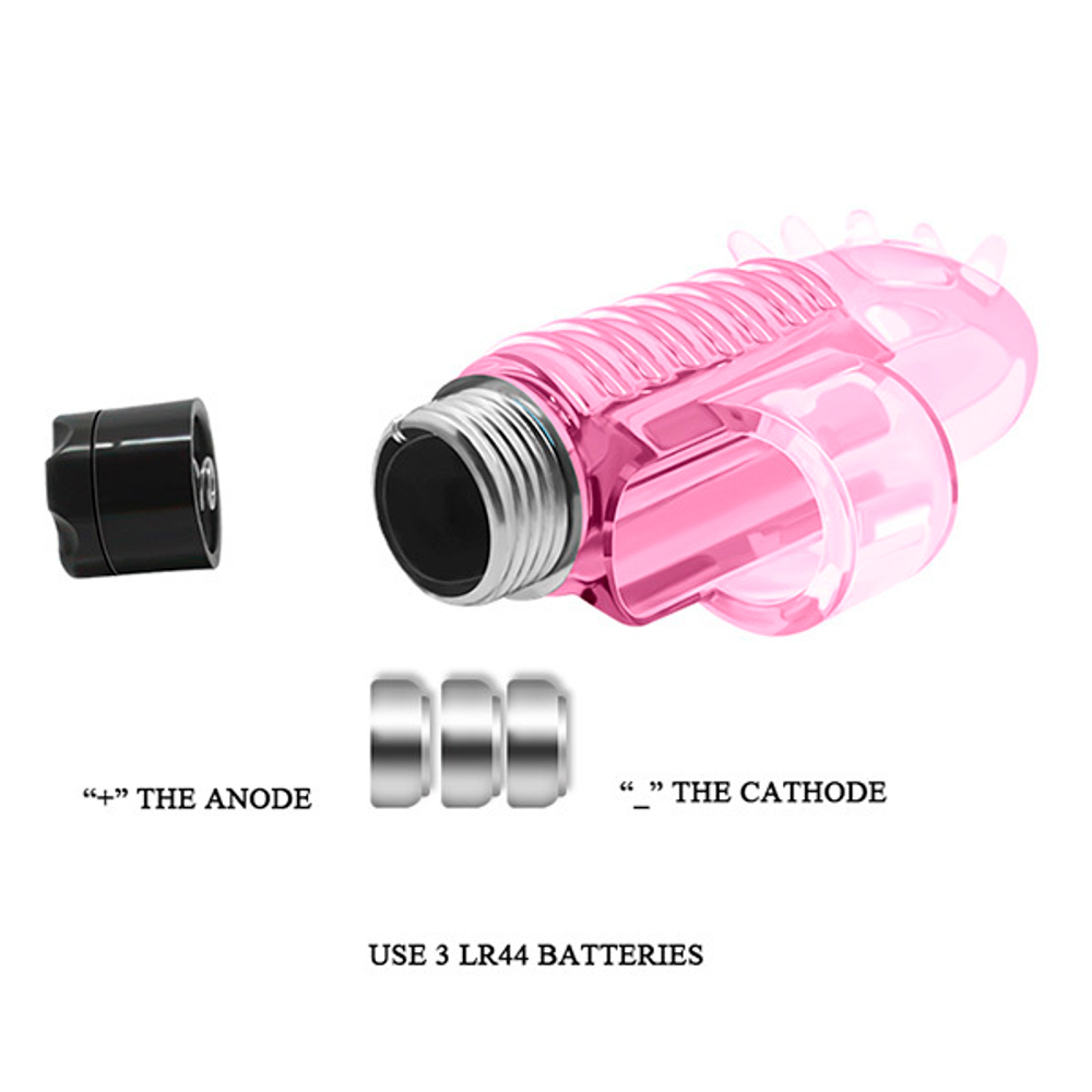 Розовый вибростимулятор 7,6см с шипиками на палец Baile Finger Vibrator BI-010148
