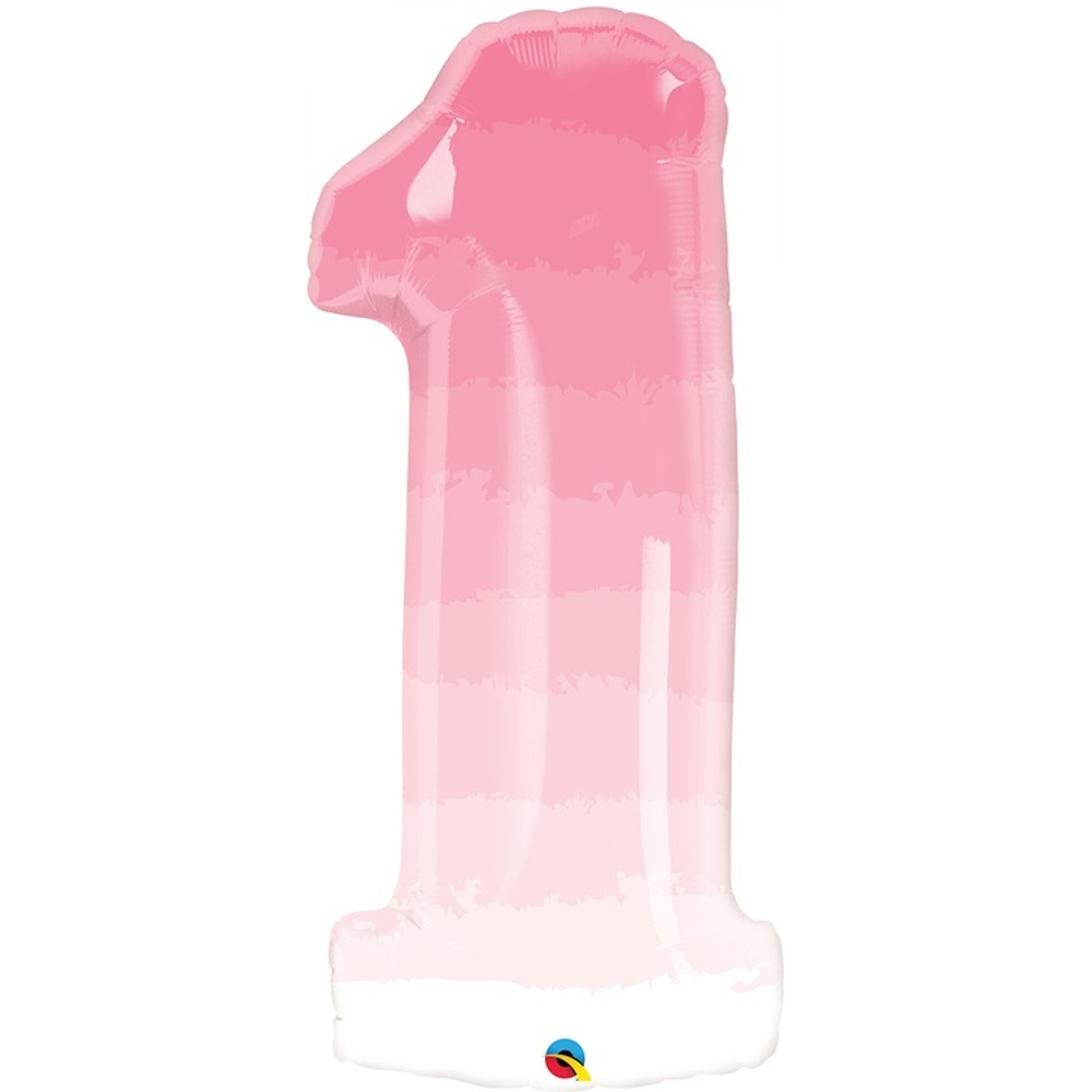 Шар ЦИФРА 1 Pink Омбе 38" 96 см