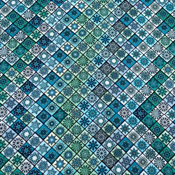 МАРРАКЕШ, БИРЮЗОВАЯ ЗВЕЗДА, отрез 80 см, 100% хлопок Handmade Fabrics 2