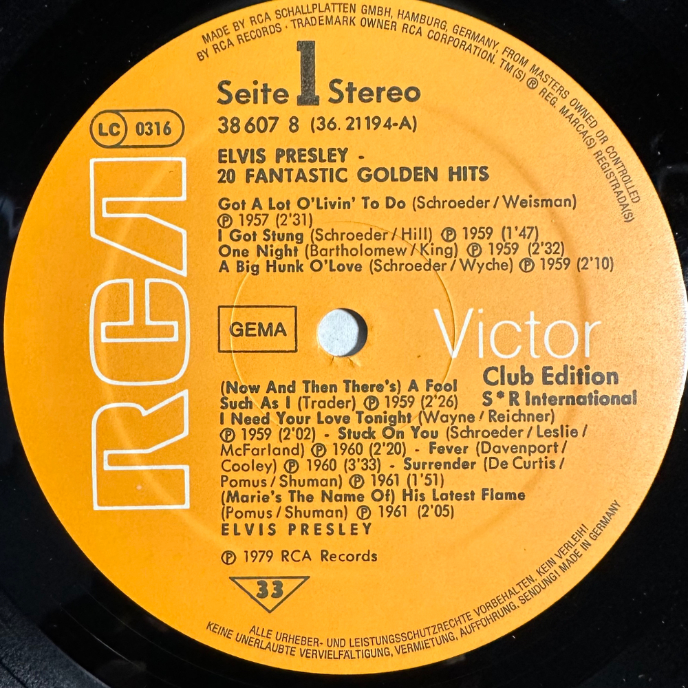 Elvis - 20 Fantastic Golden Hits (Германия 1979г.)