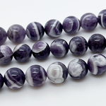Аметист шевронный, диаметр 10,4-10,6 мм, цена за 18 шт (1/2 нити)