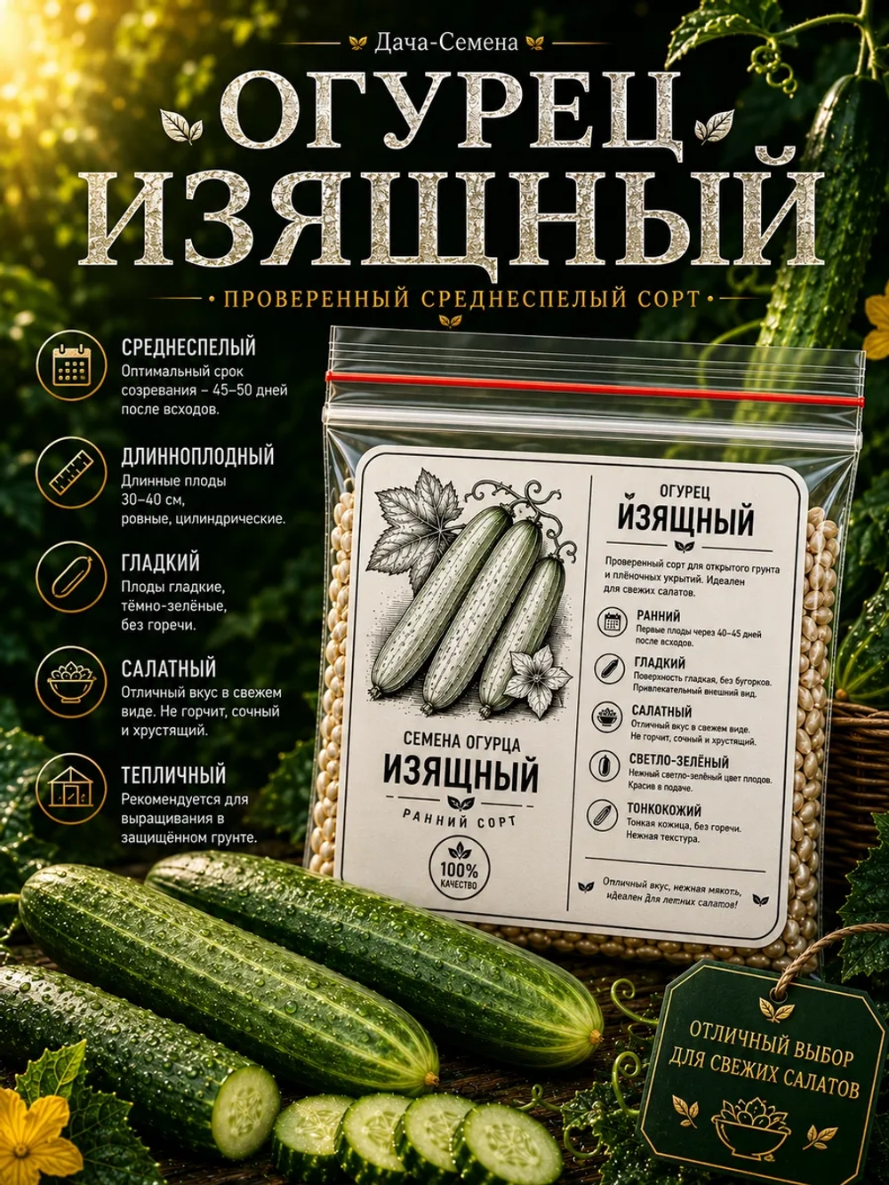 Семена огурца Изящный