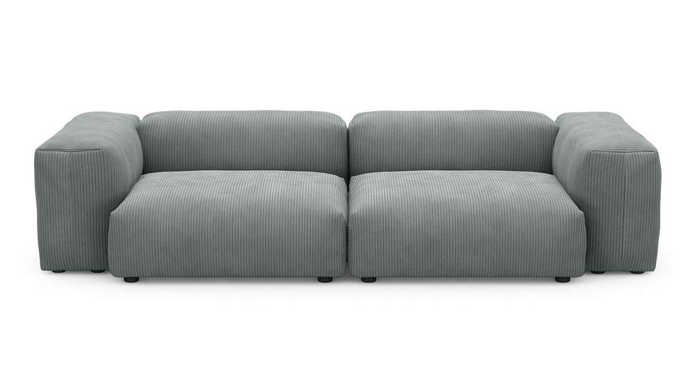 Диван Фиджи двухсекционный (большой) Cilium Steel 273*116*62 см, Серый Вельвет Нераскладной Фиеста