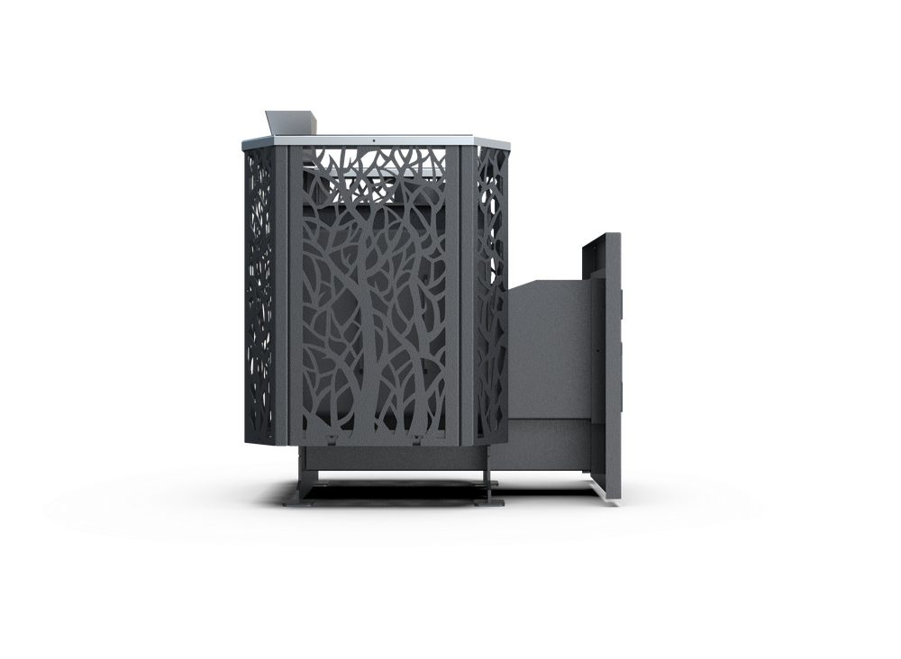 Банная печь Душа- 15 Сетка Древо Закрытая Каменка стекло 8мм