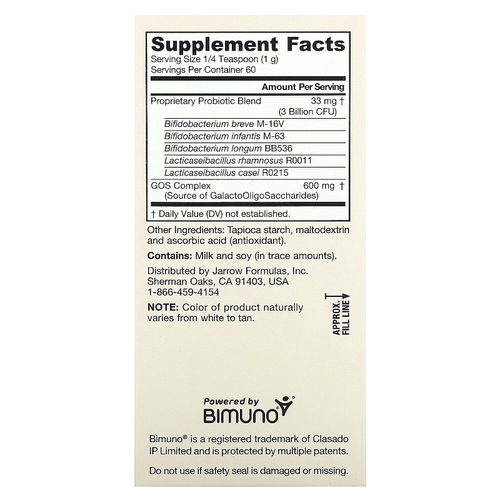 Jarrow Formulas, Jarro-Dophilus, вегетарианский пробиотик, для детей от 3 месяцев, 3 млрд КОЕ, 60 г (2,1 унции)