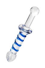 Фаллоимитатор Sexus Glass стеклянный с голубыми полосками 23 см