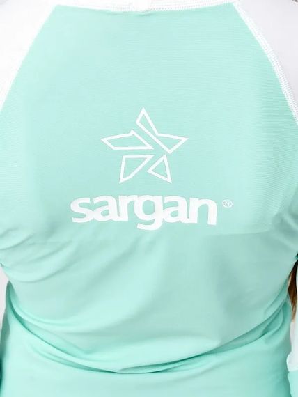 Футболка рашгард лонгслив Sargan Скелетон-Сап UPF 50+ женская бирюзовый/белый