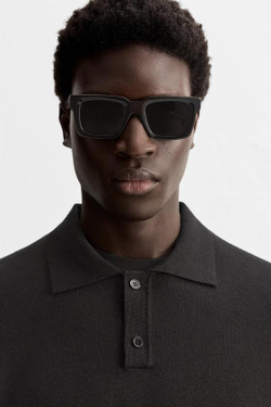 ZARA ПОЛО ИЗ МЕРИНОСОВОЙ ШЕРСТИ, ЧЕРНЫЙ