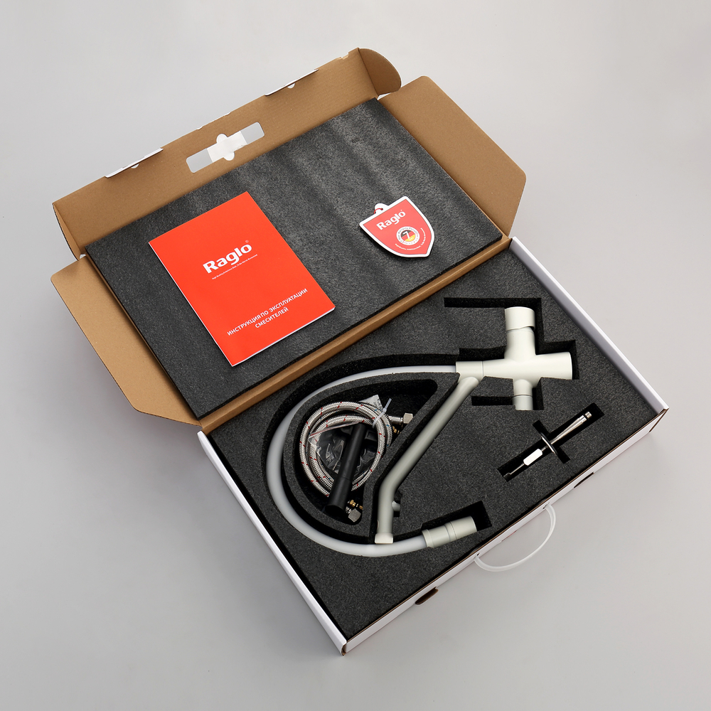 Смеситель для кухни с подключением фильтра Raglo R80.62.08, белый