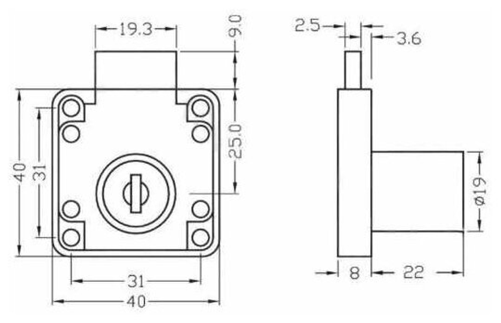 ЗАМОК МЕБЕЛЬНЫЙ СТРОЙБАТ 507 -11 (БЕЛЫЙ ЦИНК 1 ШТ)