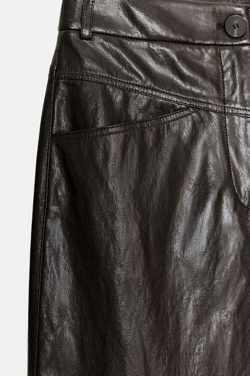 ZARA ЮБКА ИЗ ИСКУССТВЕННОЙ КОЖИ СО СКЛАДКАМИ — ZW COLLECTION, СЕРО-КОРИЧНЕВЫЙ