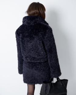 Шуба из искусственного меха Стелла Маккартни иссиня-черный