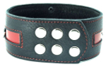 Чёрный кожаный ошейник с красной полосой и кольцами (Цвет: черный с красным)