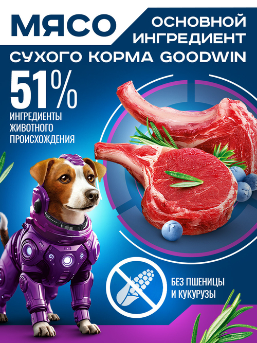 Goodwin корм сухой для взрослых собак мелких пород ягнёнок