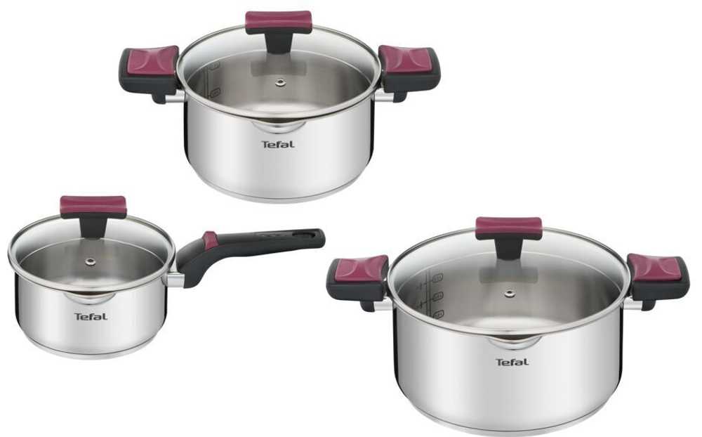 Набор посуды Tefal Cook&Clip 6 предметов 1,5/2,9/5л 16/20/24см G723S674
