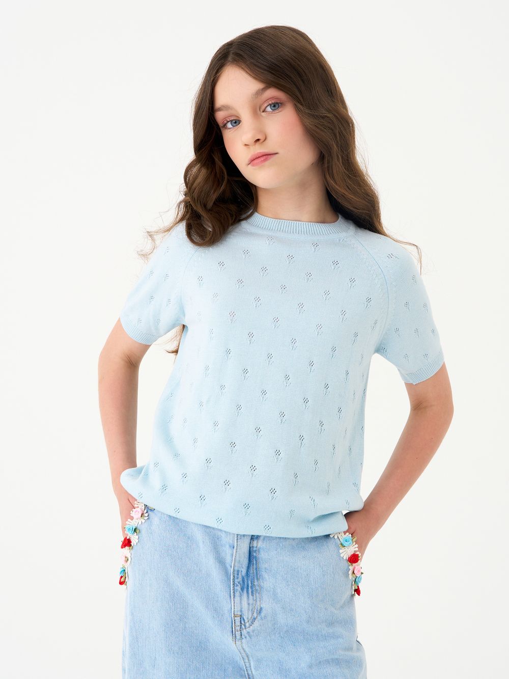 Джемпер для девочки 1384 голубой