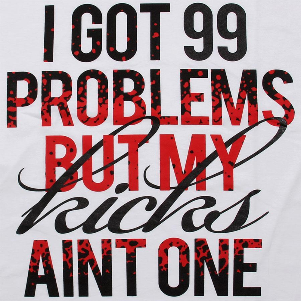 Футболка Sneaktip 99 Problems Splash белая с красным принт вблизи
