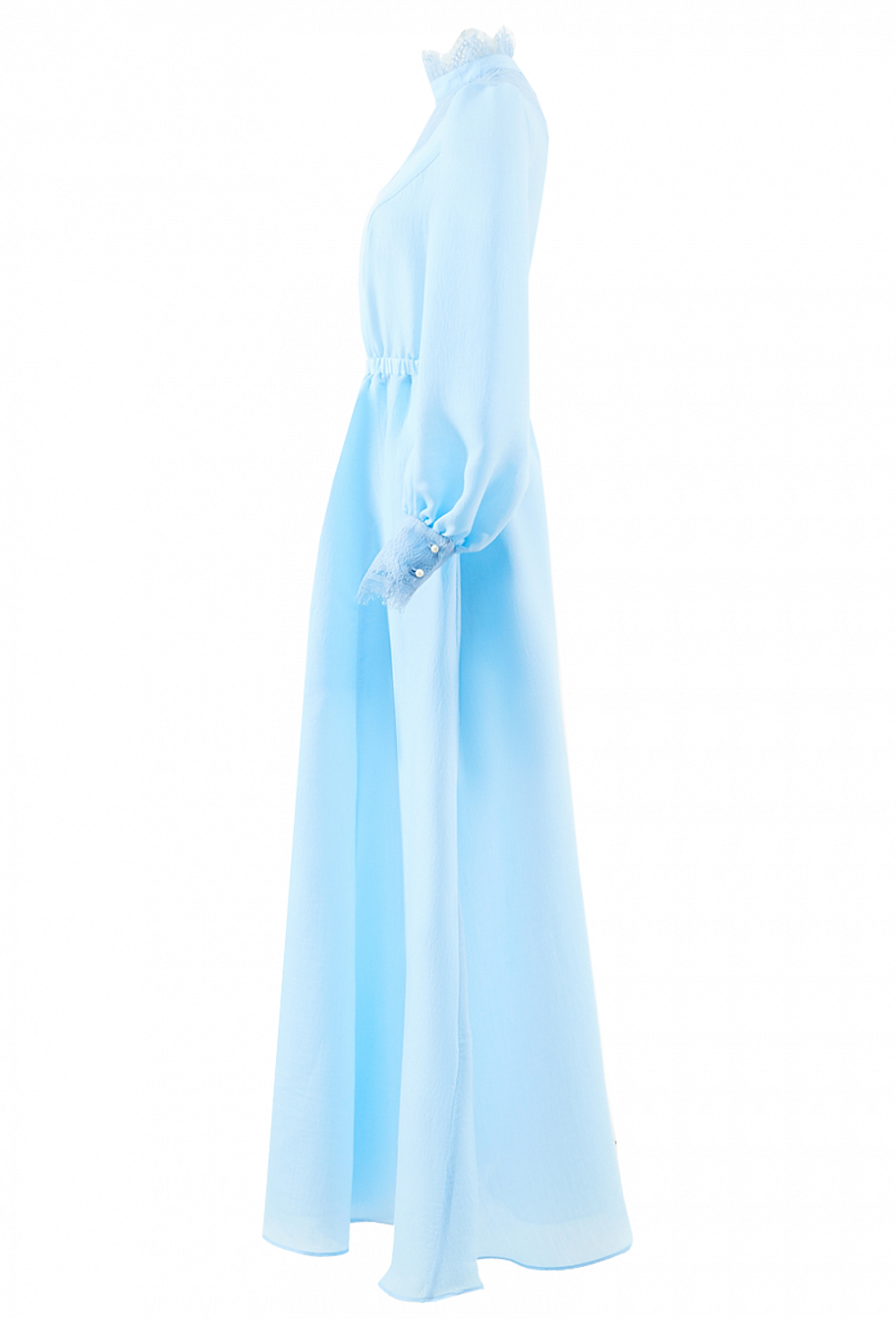 Длинное платье со вставкой кружево голубое 34-01-20 SS