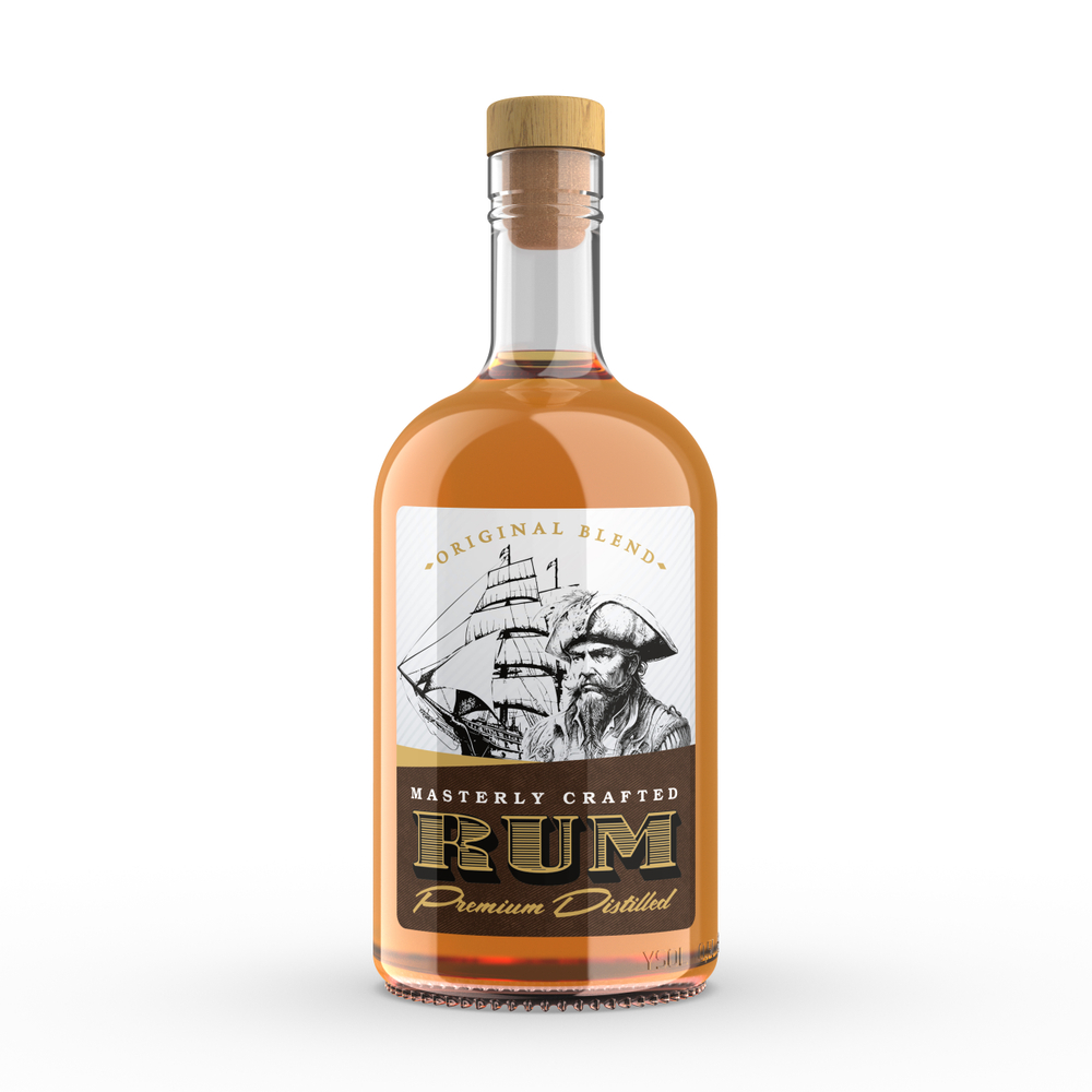 Наклейки на бутылки "РОМ" блестящие