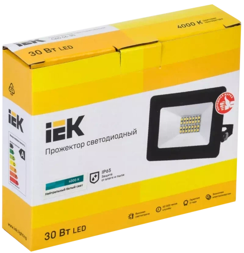 Прожектор СДО 06-30 светодиодный черный IP65 4000 K IEK LPDO601-30-40-K02