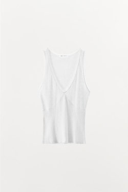 ZARA КОМБИНИРОВАННЫЙ ПЕРФОРИРОВАННЫЙ ТОП, БЕЛЫЙ