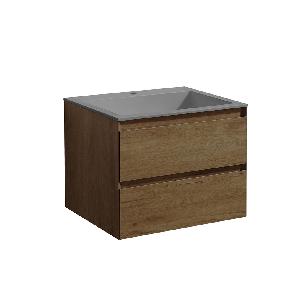 Тумба под раковину Vincea Luka 600 подвесная, 2 выкатных ящика soft-close, T.Oak