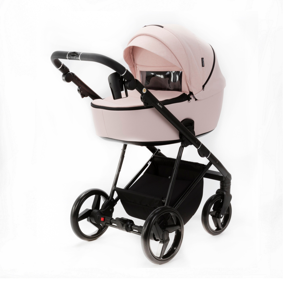 Детская универсальная коляска Adamex Blanc 2 в 1 LUX PS-107 Светло-розовая ткань, светло-розовая экокожа