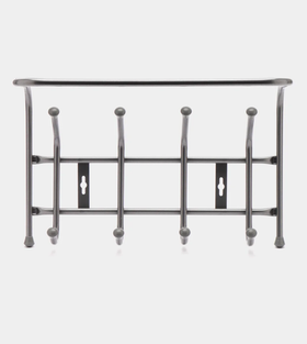 Вешалка настенная металлическая с полкой, усиленная, 6 крючков серая