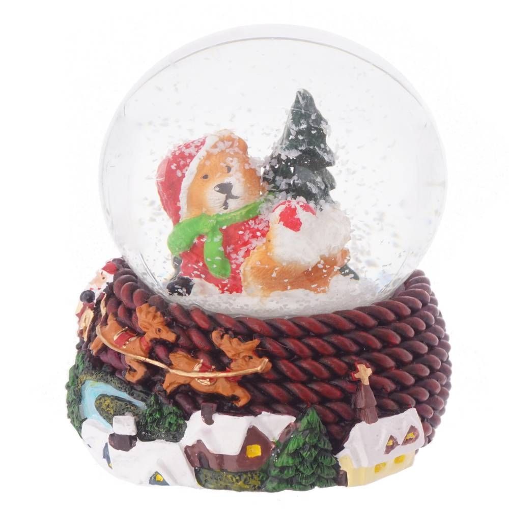 GAEM Фигурка декор в стекл шаре "Дед Мороз/Снеговик/Мишка/Олень", D 4,5 см, L5 W5 H6 см, 4в.