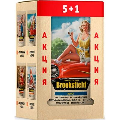 Набор влажных кормов BROOKSFIELD Adult Cat Chicken для кошек с курицей в соусе, пауч 6х85г