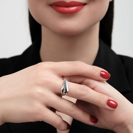 "Гамма" кольцо в серебряном покрытии из коллекции "Black & White" от Jenavi