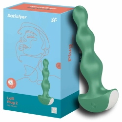 Зеленая анальная пробка с вибрацией Lolli Plug 2 - 14 см.