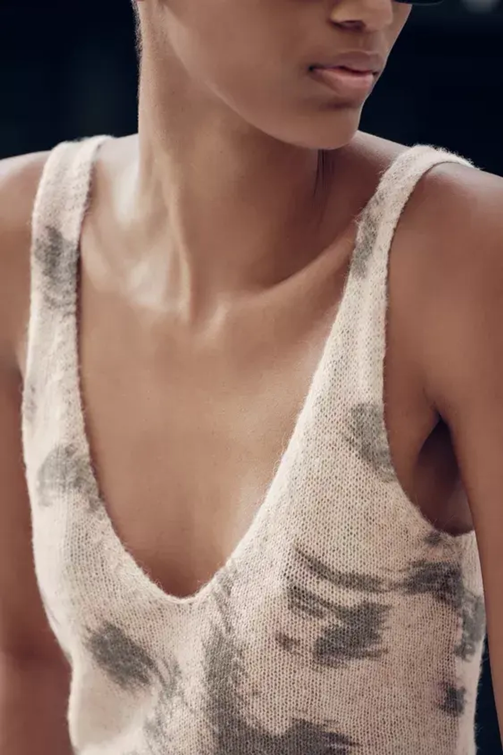 ZARA ТРИКОТАЖНЫЙ ЖАККАРДОВЫЙ ТОП, ЭКРЮ