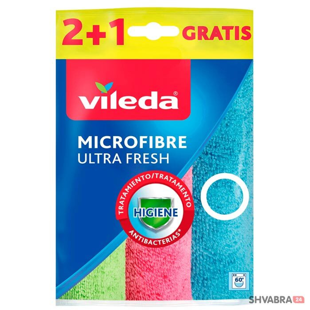Салфетка Vileda микрофибра Ультра Фреш антибак 2+1штуки