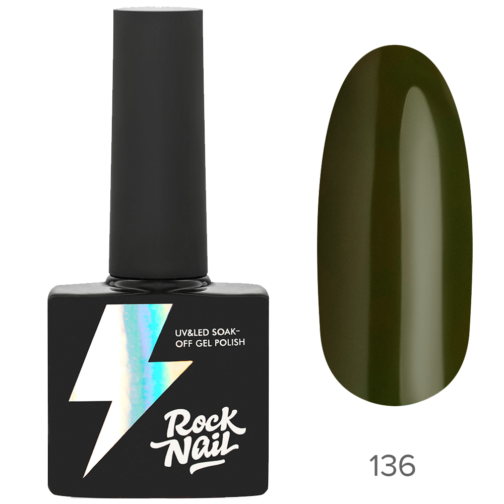 Гель-лак RockNail Basic 136 Tricky Olive, 10мл.