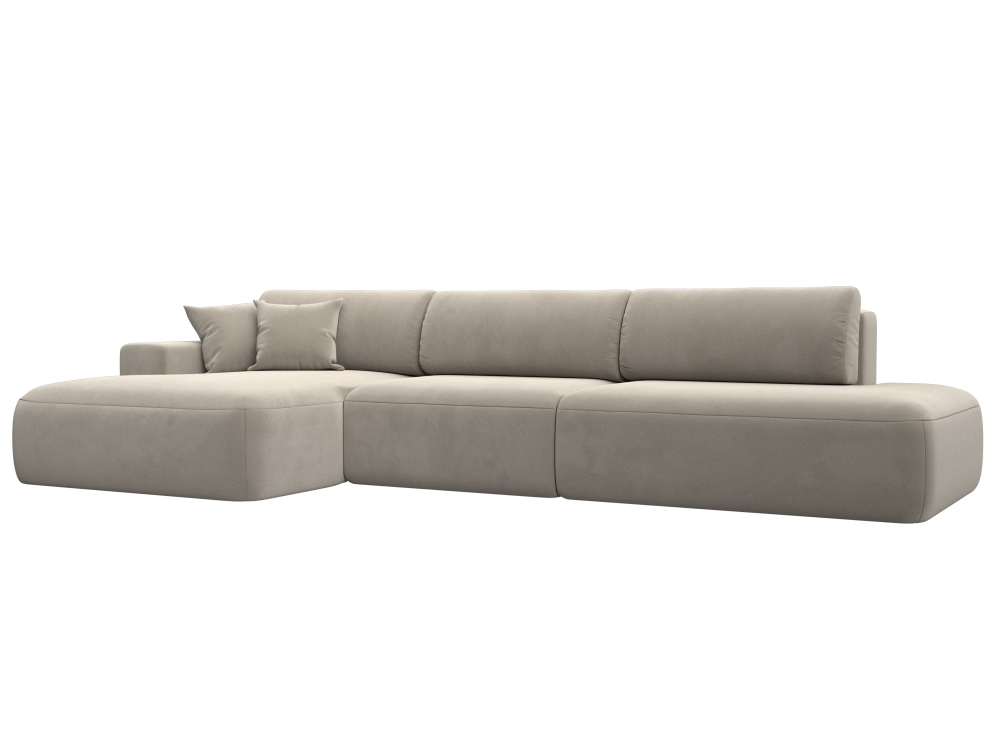 Диван угловой Лига-036 НПБ Модерн Лонг левый угол МИКРОВЕЛЬВЕТ Бежевый