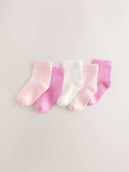 Носки для малышей Next E45-065, 5 шт., Белый, Розовый