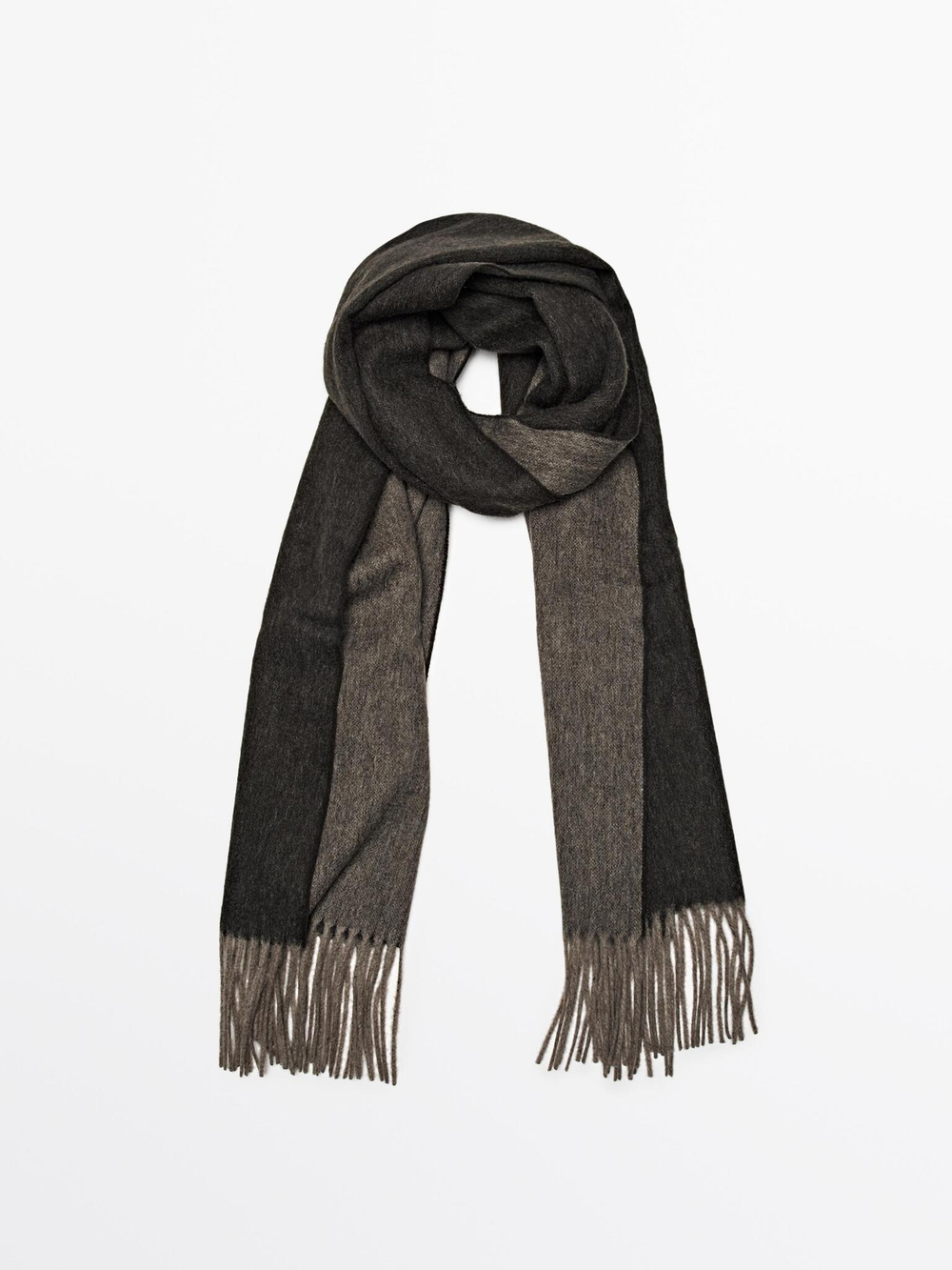 Massimo Dutti Шарф из двусторонней ткани, из 100% шерсти, коричневый